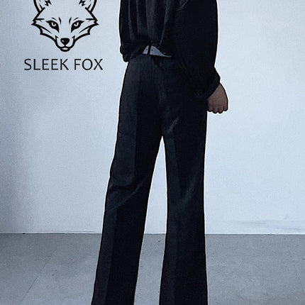 Summer Ice Silk Thin Casual Flared Dress Pants for Men, High-End Drape Business Stylish Floor-Length Breathable Suit Trousers