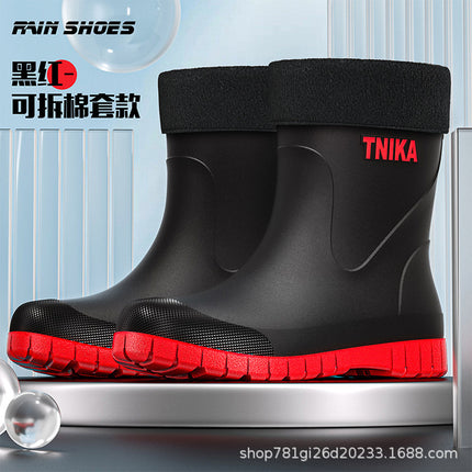 2025 Cross-border Men's Rain Boots Water Shoes Waterproof Wear-resistant Rubber Shoes Rain Boots Non-slip Short PVC Water Boots