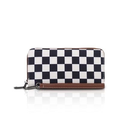 2025 cross-border hot-selling simple high-level feeling checkerboard wallet with RFID function splash-proof coin purse card case