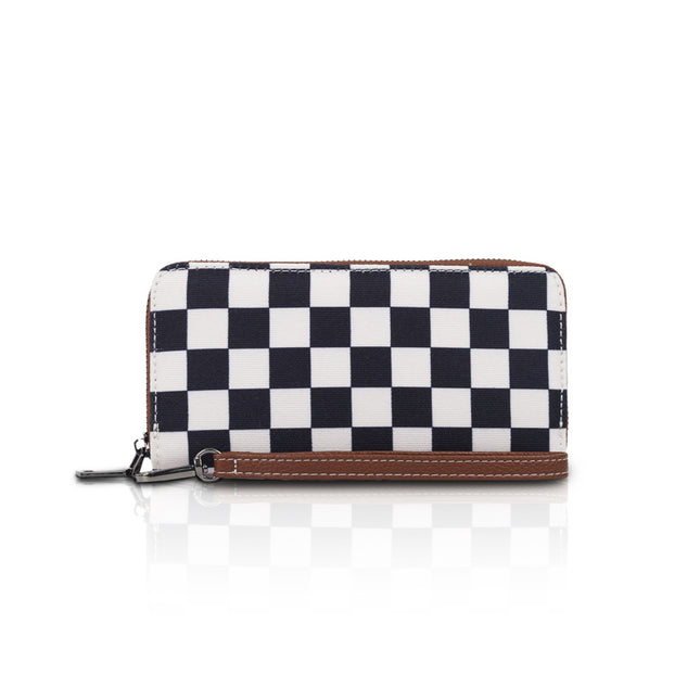 2025 cross-border hot-selling simple high-level feeling checkerboard wallet with RFID function splash-proof coin purse card case