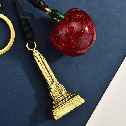 New Model Launched: Iron Tower Apple Mix and Match Crystal Bag Pendant Keychain Pendant Women's Bag Accessories European and American Fashion Red