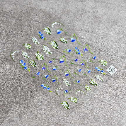 Fresh Bow Lily of the Valley Small Lily Nail Art Stickers Adhesive 3D Relief Trendy Japanese Flower Nail Decals