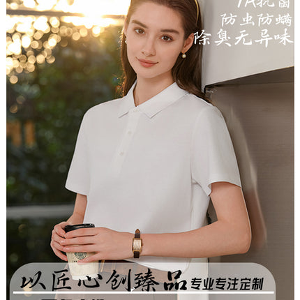 Summer Workwear Polo Shirt with Custom Printed Logo Embroider, Selected Xinjiang Long-Staple Cotton, Antibacterial, Mite Removal, Cooling and Cooling
