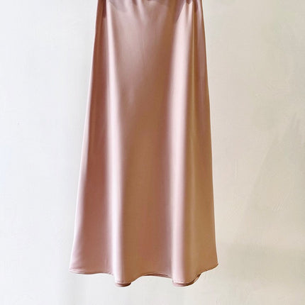 【Zhihetang】High-Waisted Satin Acetate Skirt 2026 Spring/Summer Bodycon Fishtail A-Line Long Skirt Ice Cream Color