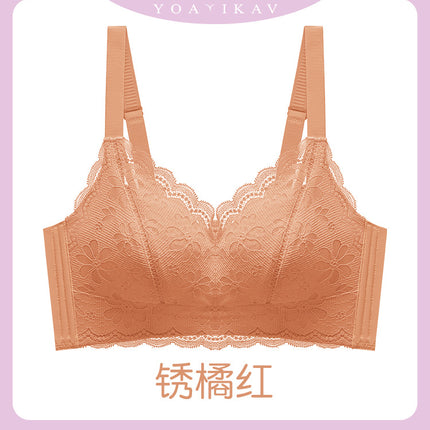 Lace Lingerie for Women with Large Busts, Minimizing Effect, Full Cup, Thin Style, Side Breast Support, Anti-Sagging, Wireless Bra, Beautiful Bust