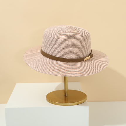 Straw Hat Bohemian Flat Brim Flat Top British Hat Women's Summer Outing Sunshade Sunscreen Hat Flat Top Straw Hat Beyond Piece