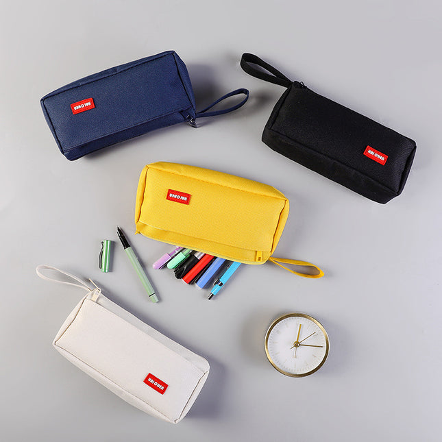 Simple Solid Color Pencil Bag for Students and High School Students Stationery Bag Multifunctional Portable Large Capacity Dirty Resistant Pencil Tote Bag