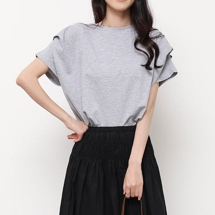 Japanese and Korean Summer New Striped T-Shirt Women's Round Neck Bat Sleeve Loose Slimming Pure Cotton Short-Sleeve Top Cross-Border in Stock