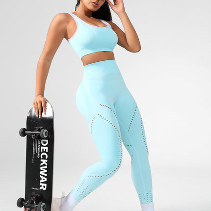 Manufacturer Seamless Yoga Suit Women's Sports Bra Tight Fitness Yoga Pants Butt Lifting Leggings Peach Butt Solid Color