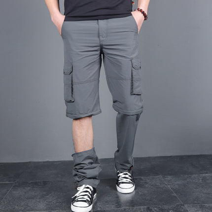 Mountaineering Pants Men's Outdoor Summer Thin Multi-pocket Cordwork Pants Men's Loose Charge Pants Men's Two-section Pants Removable Pants