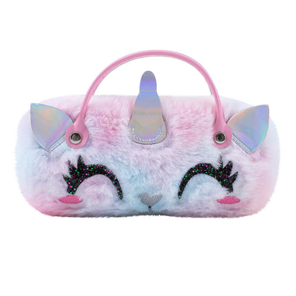 Spot Unicorn Cartoon Portable Anti-Stress Glasses Case Plush Folding Pen Bag Bag Children's Handbag Coin Purse