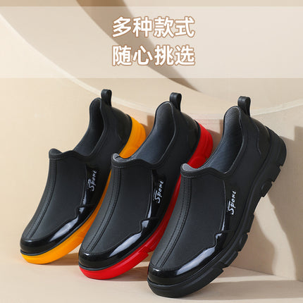 Korean Fashion Spring & Fall Rubber Shoes for Couples, Men and Women, Outdoor Non-Slip Rain Boots, Kitchen Anti-Fouling, Non-Slip Takeaway Water Shoes, Rubber Shoes