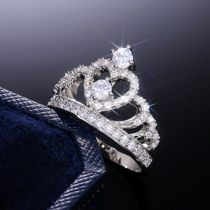 European and American Style Crown Zircon Wedding Ring Women's Classic Fashion Jewelry Wholesale Popular Wedding Ring