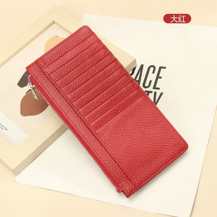 Genuine Leather women's wallet long foreign trade Japanese multi-card card holder first layer cowhide zipper handbag long wallet