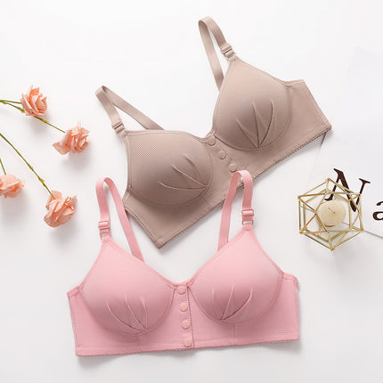 Cross-Border Middle-Aged Mother's Front Snap Vest-Style Bra Push-Up Without Rims Thin Underwear Beautiful Back Bra for Women