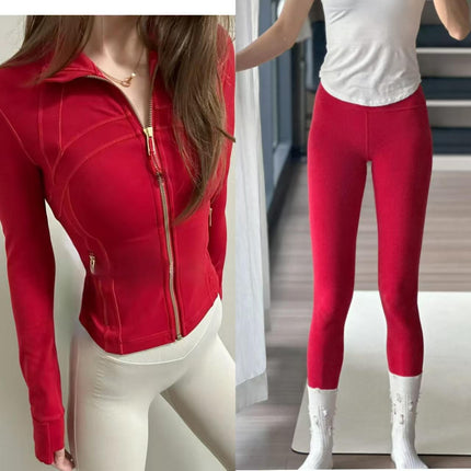 New Gold Label Stand-Up Collar Short Jacket Suit Sports Yoga Wear Slimming Sports Jacket Women's Lulu Swai