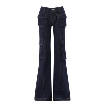 Bumi House# Factory Direct Tannin Color Micro-La Jeans Women's American Retro Fashion High-end Sense Low Waist Cute Pants