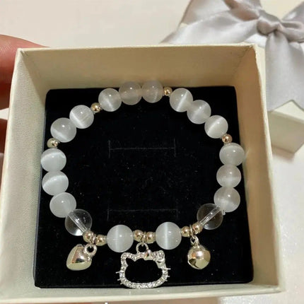 Bracelet Jewelry Cat's Eye Stone Crystal Butterfly Women's Bracelet Imitation Gray Moonlight Versatile Stylish Trendy Student Gift Starry