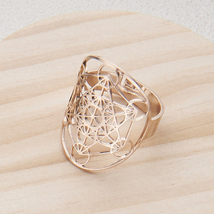 Amazon Cross-Border Personalized Trendy Hollow Six-Pointed Star Oval Stainless Steel Ring Opening Adjustable Ring
