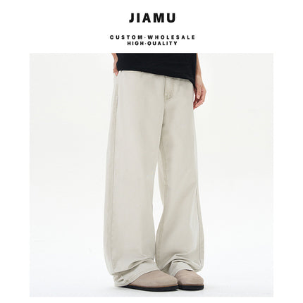 JIAMU Spring and Summer Couple Four-color Baggy jeans Neutral Wide Leg Dagging Loose Straight Casual Pants for Men and Women