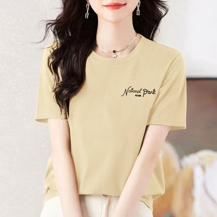 pea green Cotton Short-sleeved T-shirt Women's Colorful Multi-color Optional Summer New All-match Age-reducing Western-style Loose Top