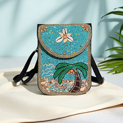 Ocean Series Exquisite Heavy-Duty Rice Bead Shoulder Bag Qingdao Ocean World Travel Souvenir Mobile Phone Bag Cross-Body Bag