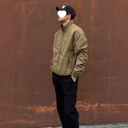 American-style Coach Jacket Three-proof Spring and Autumn Collar Jacket Men's Solid Color Retro Outdoor Tooling Flying Jacket Couple