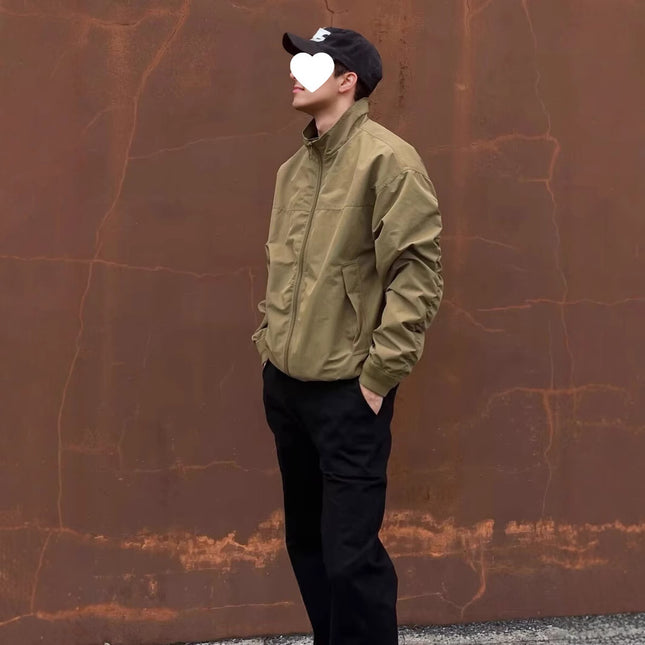 American-style Coach Jacket Three-proof Spring and Autumn Collar Jacket Men's Solid Color Retro Outdoor Tooling Flying Jacket Couple