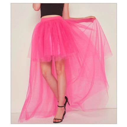 Amazon Amazon's Popular Swallowtail Mesh Skirt European and American Sexy Black Mesh Short Front and Long Back Puffy Skirt