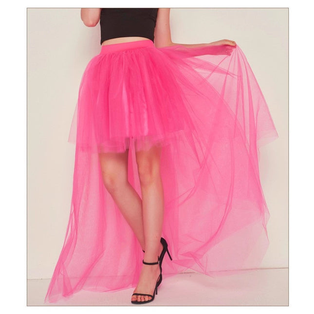 Amazon Amazon's Popular Swallowtail Mesh Skirt European and American Sexy Black Mesh Short Front and Long Back Puffy Skirt