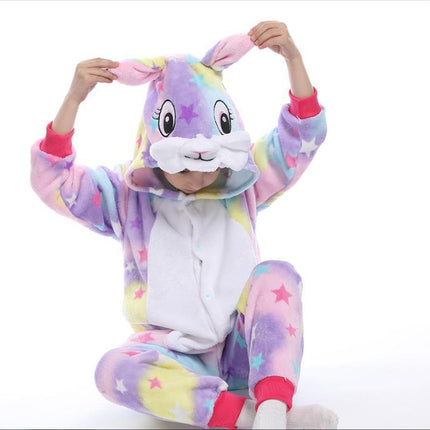 Manufacturer's Flannel Cartoon One-Piece Animal Pajamas for Children and Adults, Unicorn, Dinosaur, Pegasus Pajamas, Couple Style