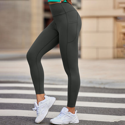 New Hot-Selling Cross-Border Spliced Pocket Yoga Pants High-Elastic Sports Slim High-Waist Hip-Lifting Outdoor Cropped Leggings