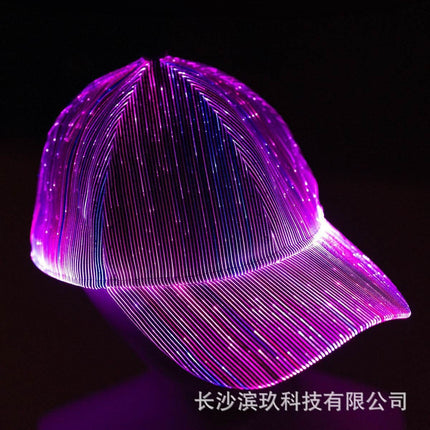 Four Seasons Korean Style Unisex Light-Up Baseball Cap Led Fiber Optic Light-Up Hat Black and White Couple Trendy Breathable Cap