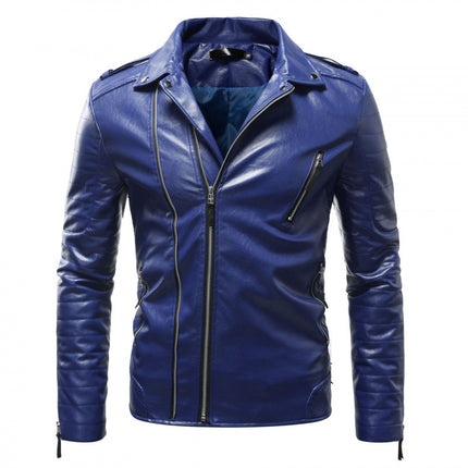 2023 Cross-Border New Spot European and American Men's Fashion Pressed Cotton Windproof Motorcycle Leather Jacket Wholesale