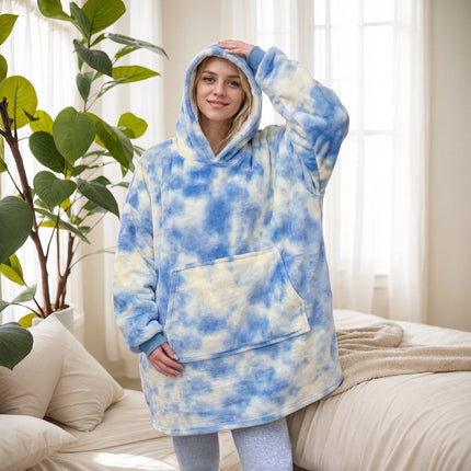 Hooded Blanket, Lazy Blanket That Can Be Worn Outside, Lazy Flannel Pajamas, Tv Blanket, Outdoor Cold-Proof Hooded Blanket for Home Use