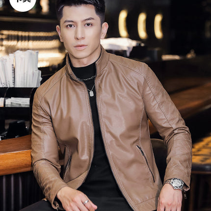 Foreign Trade Leather Clothing Men's Motorcycle Leather Clothing Casual Autumn and Winter New Leather Jacket Youth Motorcycle PU Jacket Casual Men