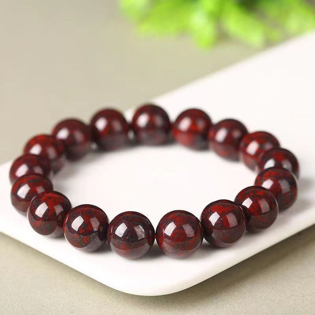 Natural Bloodstone Old-Style Bead Bracelet for Men and Women, Red Meteorite Bracelet, Bloodstone Jade Live Supply