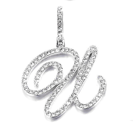 Foreign trade popular products full diamond hip hop jewelry grass letter pendant melon seed buckle Cuban chain accessories Amazon exclusive