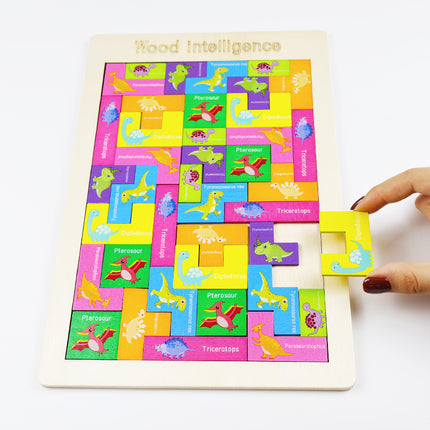 Tetris Wooden Puzzle Wooden Building Blocks Game Puzzle Board Children's Educational Toys Wholesale Assembly Animal Models