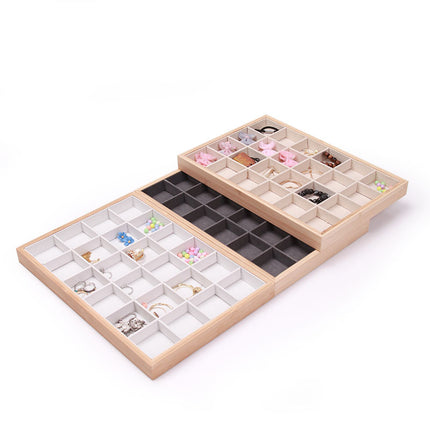 Bamboo Edge 24-grid Jewelry Disc Earrings Headline Necklace Sorting Finishing Box Beaded Flower Jewelry Display Rack Looking at Pallets