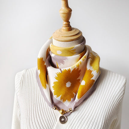 2024 New Cotton and Linen Square Scarf Autumn and Winter Neck Protection Small Scarf Women's Magnetic Buckle Triangle Scarf High-grade All-match Scarf