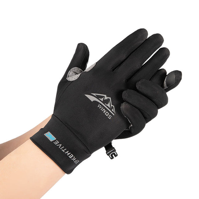 Cycling Sports Gloves for Men and Women, Summer Thin Ice Silk Sun Protection, Uv Protection, Breathable Cycling Touch Screen Full-Finger Gloves