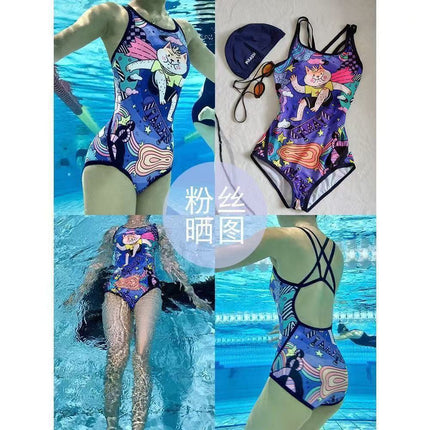 Racing swimsuit triangle conjoined professional sports swimming pool franchise wide shoulder backless hot spring swimming fixed cup swimsuit