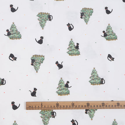 Cotton Water Slurry Printed Fabric Christmas Watch Cat Floral Cloth Autumn and Winter Home Clothes Set Scarf Children's Clothing Fabric