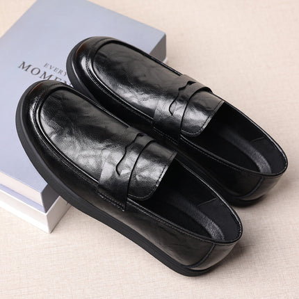 Hand-grip men's leather shoes 2024 autumn new leather soft sole step-in bean shoes breathable casual leather shoes for men
