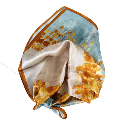 53*53cm Spring and Summer Sun Protection Neck Scarf Women's Easiest for Match Hangzhou Silk Small Square Scarf