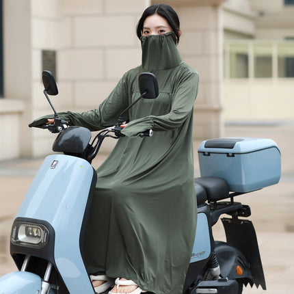 Electric Scooter Sun Protection Clothing for Spring and Summer, Long Style for Riding Electric Motorcycles, Outdoor Travel Sunshade Jacket for Women