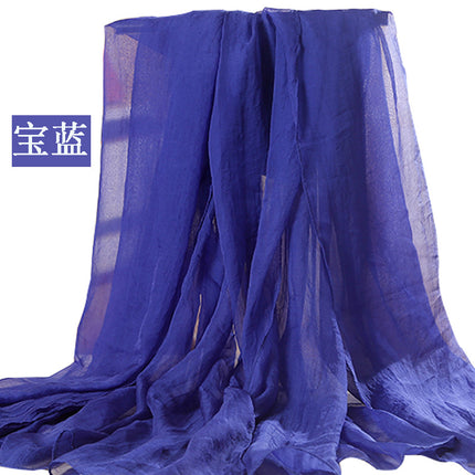 Simulated Silk Scarf Women's Long Oversized Red Gauze Scarf Sun Protection Shawl Beach Towel Catwalk Performance Pure Color Thin Section