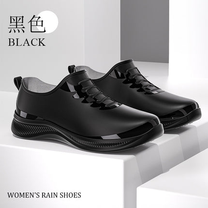 Fashionable Rain Boots for Women, Spring and Autumn Short-Tube Waterproof Shoes for Outer Wear, Non-Slip Kitchen Work Plus Velvet Warm Rain Boots Cross-Border