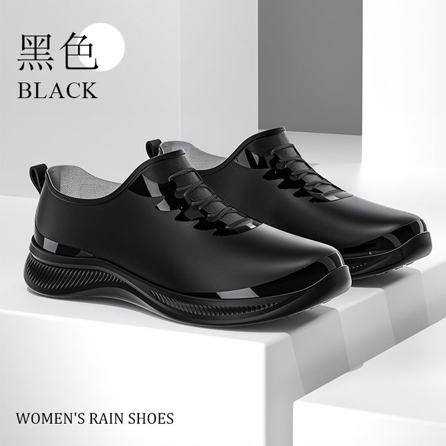 Fashionable Rain Boots for Women, Spring and Autumn Short-Tube Waterproof Shoes for Outer Wear, Non-Slip Kitchen Work Plus Velvet Warm Rain Boots Cross-Border